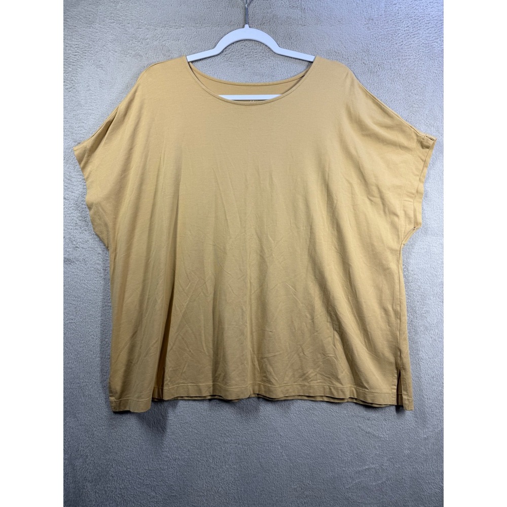 J. Jill Luxe Supima Relaxed Tee Womens 2X Yellow Short Sleeve Scoop Neck Top